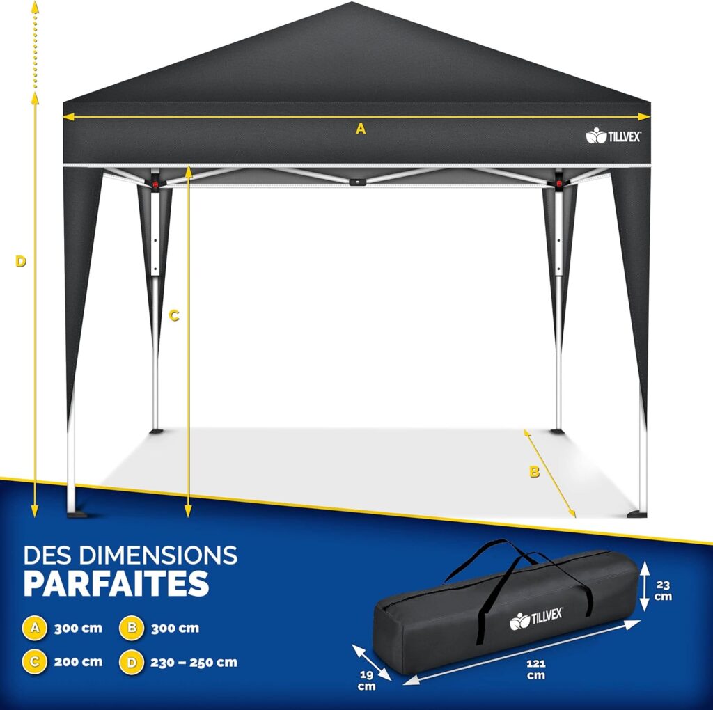 Tonnelle 3x3 et ses dimensions
