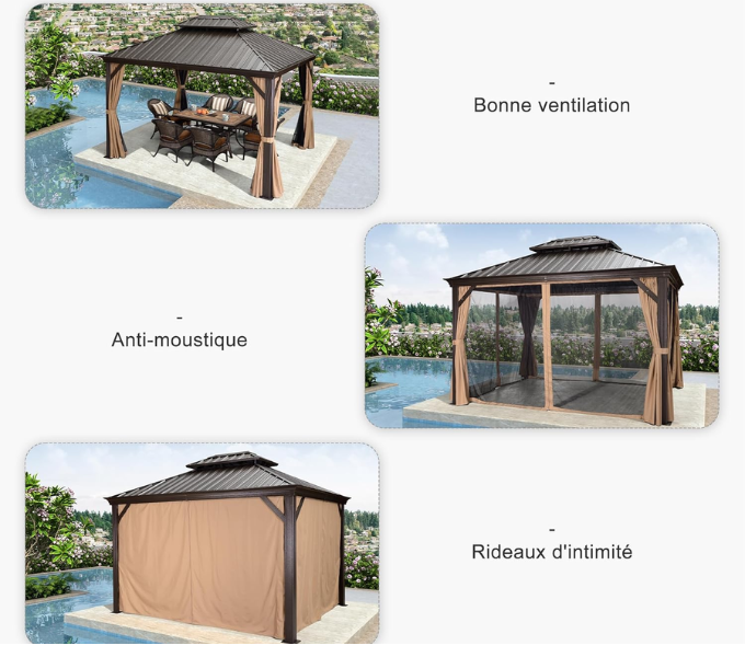 tonnelle purple leaf avec ses différentes fonctionnalitées