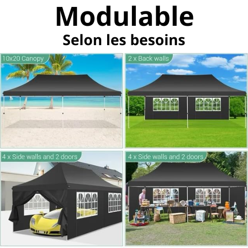 Tonnelle pliante avec des options pour un usage régulier