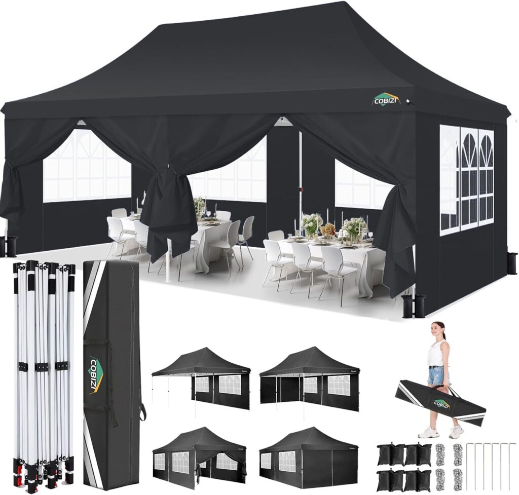 Tonnelle pliante cobizi 3x6m en détail avec ses accessories