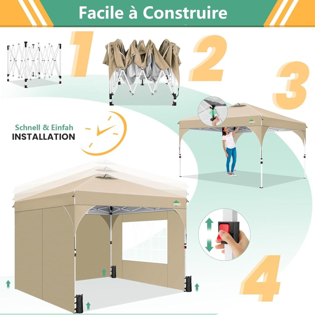 explication système one push tonnelle cobizi 3x3m