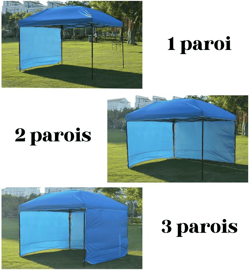 Infographie montrant les possibilités de montage de la parois latérale pour tonnelle aluminium