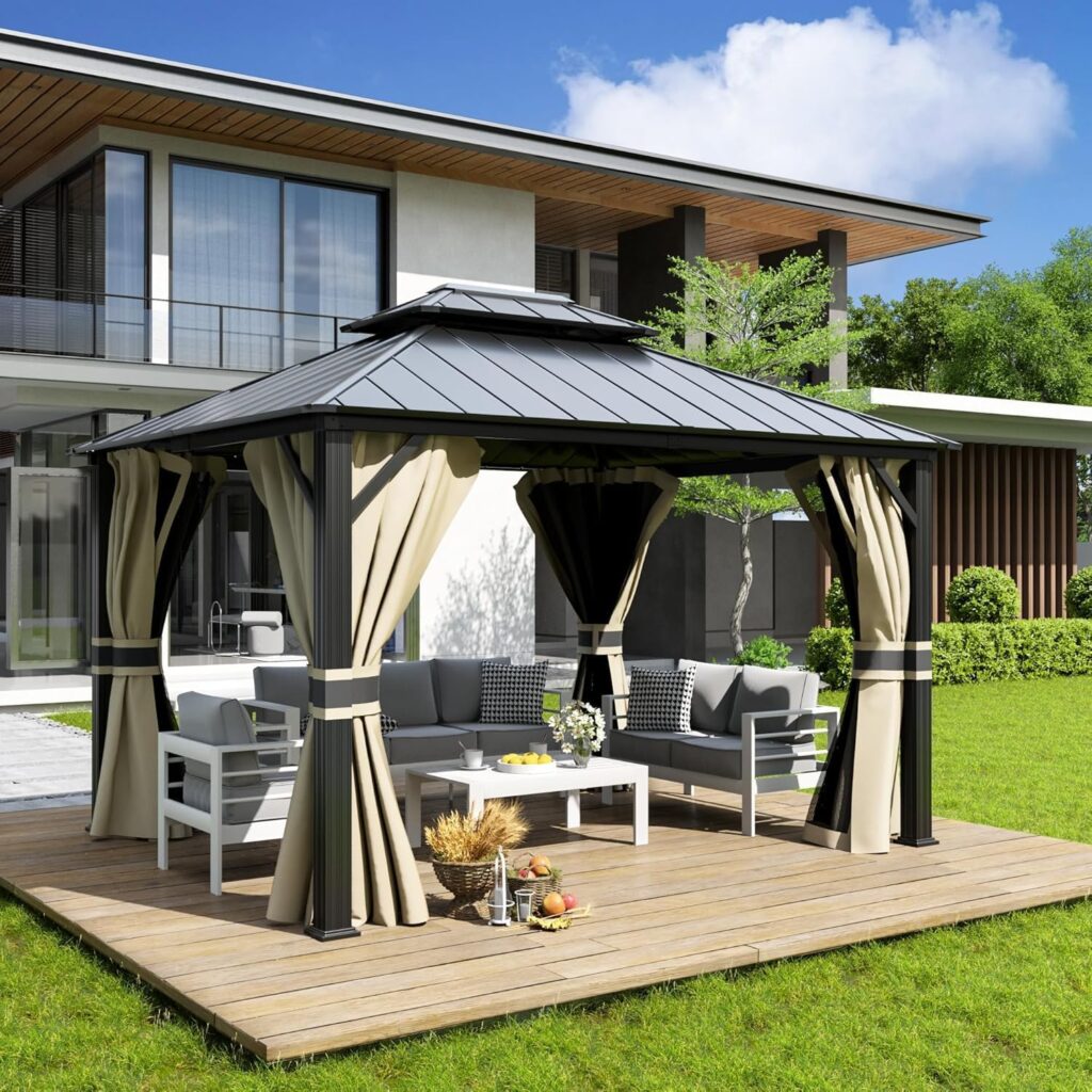 Tonnelle de jardin élégante sur une terrasse aménagée – Guide d’achat 2025