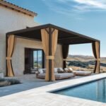 Pergola bioclimatique en aluminium avec lames orientables pour jardin