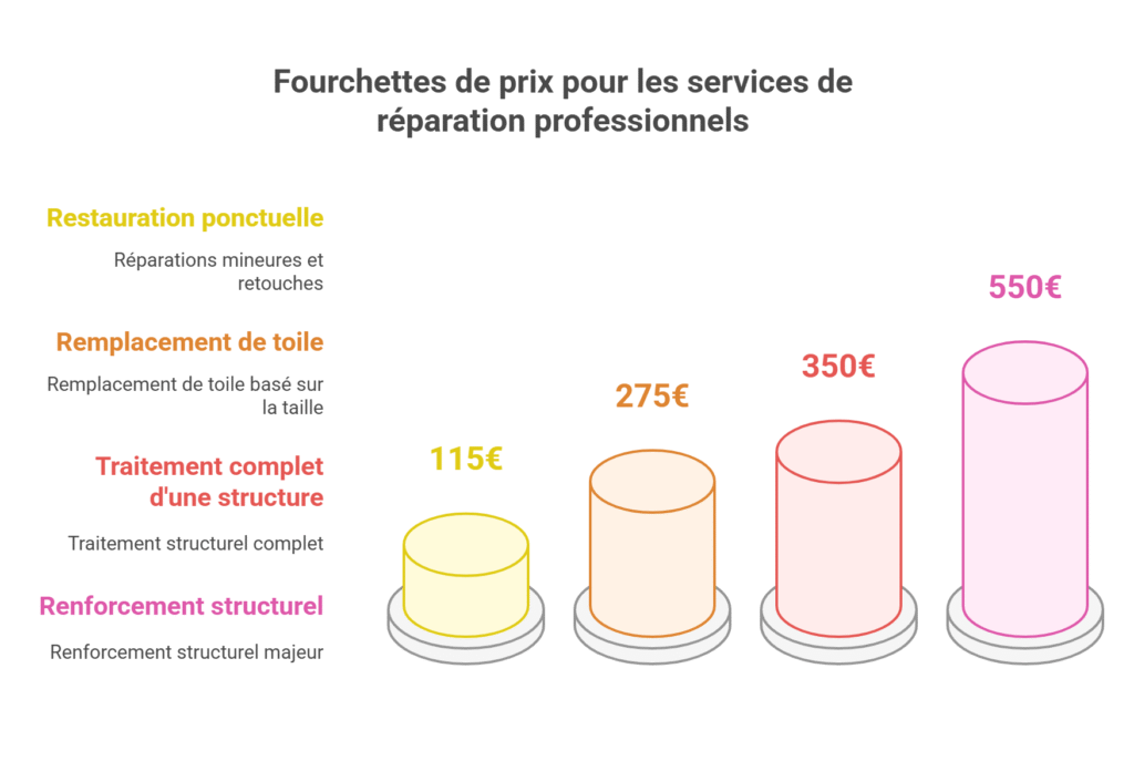 Infographie montrant les coûts d'une réparation par un professionnel