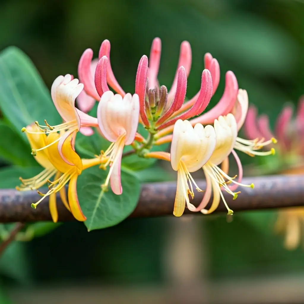 La fleur printanière du chèvrefeuille. Parfait pour grimper sur une pergola ou tonnelle.