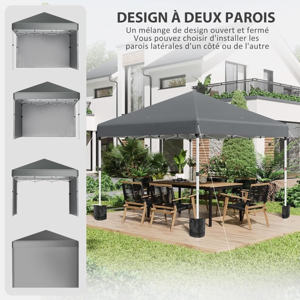 La tonnelle de camping toutes options avec parois, sac de sable, haubanage et sac de transport
