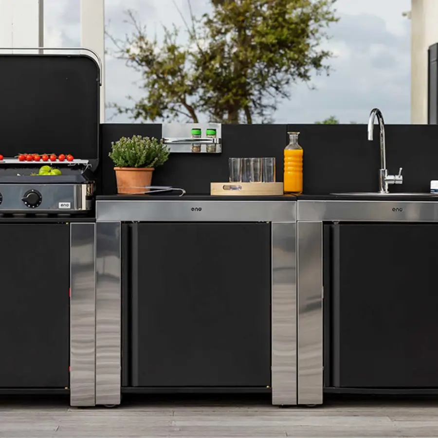Plan de travail pour cuisine extérieure MODULO Inox & Noir - ENO